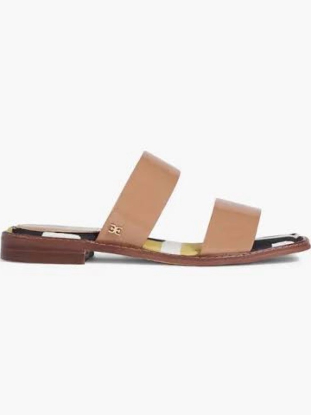 Sam Edelman Haydee Patent Double-Strap Leather Slide Sandal